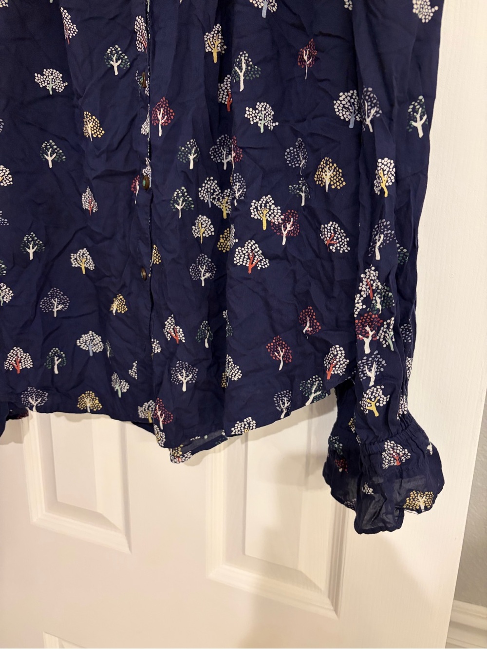 Anthropologie Maeve Frederica Tree Print Blouse Petite 14 - Picture 4 of 8